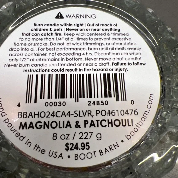 Magnolia &PATCHOULI Scented Candle 8oz Hand Poured In The USA Mercury Glass Jar - Picture 7 of 9